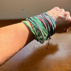 Pura Vida bracelet collection, Multicolor surfer Bracelet Set. 15 bracelets
